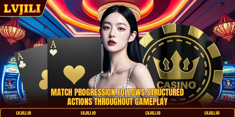 Match progression follows structured actions throughout gameplay