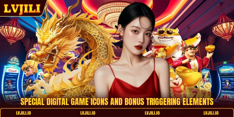 Special digital game icons and bonus triggering elements
